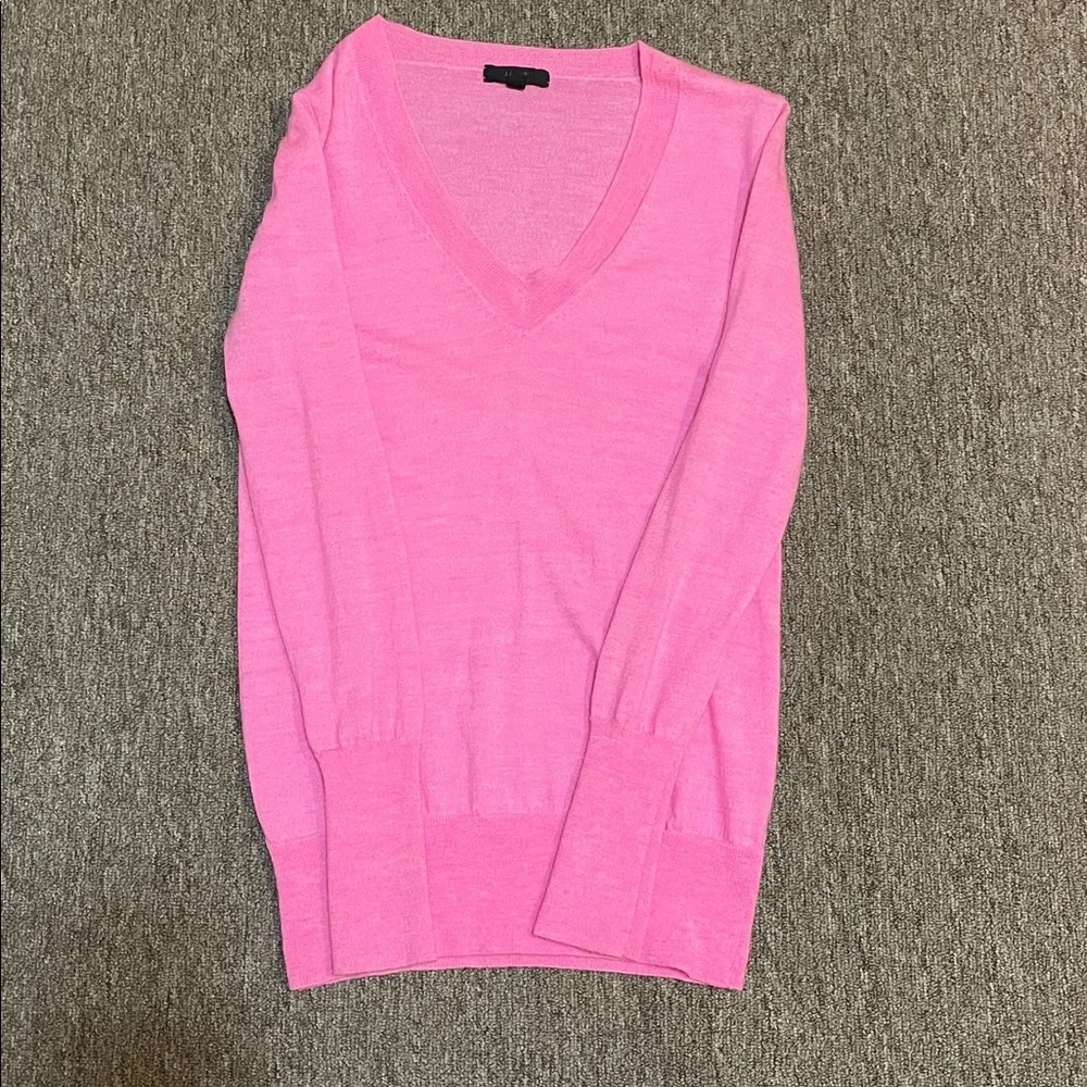 J. Crew Bright Pink V-Neck Sweater